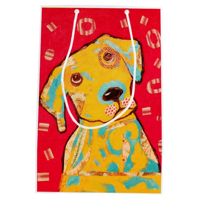 Sacola Para Presentes Média Saco médio feito sob encomenda do presente com cão (Verso)