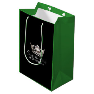 Sacola Para Presentes Média Saco-Meio de prata do presente do verde da coroa