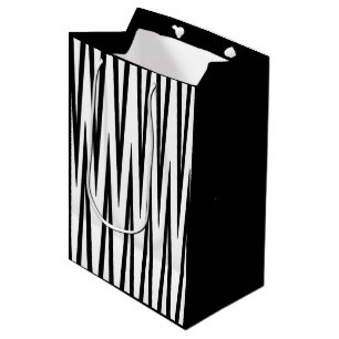 Sacola Para Presentes Média Saco preto & branco de tamanho médio do presente