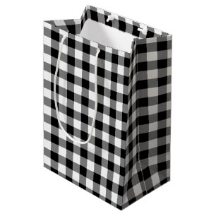 Sacola Para Presentes Média Saco preto e branco do presente da xadrez do