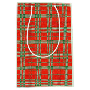SACOLA PARA PRESENTES MÉDIA SACOLA DE PRESEN'TE MÉDIA XADREZ VERMELHO SCOTT