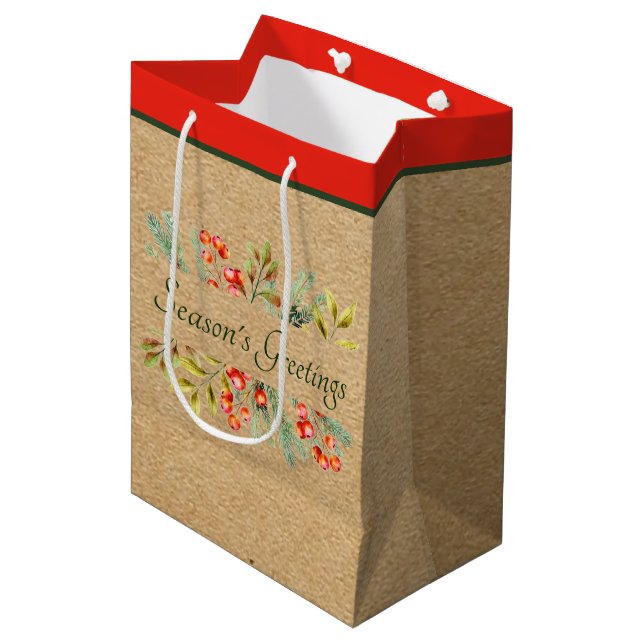 Sacola Para Presentes Média Sacolinha de presente média com banner botânico pe (Frente inclinada)
