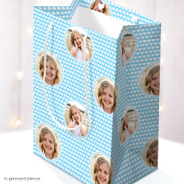 Sacola Para Presentes Média Sacos de aniversário personalizados com foto azul