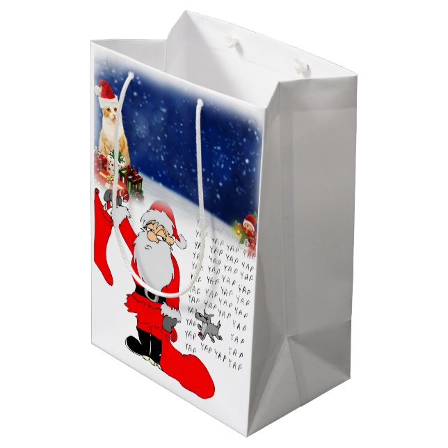 Sacola Para Presentes Média Sacos de Natal para Gatos (Verso inclinado)