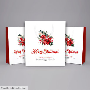Sacola Para Presentes Média Sacos de Presente Botânicos de Natal Clássico