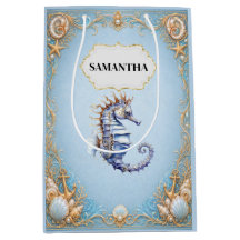 Sacos de presente com tema de praia azul de cavalo