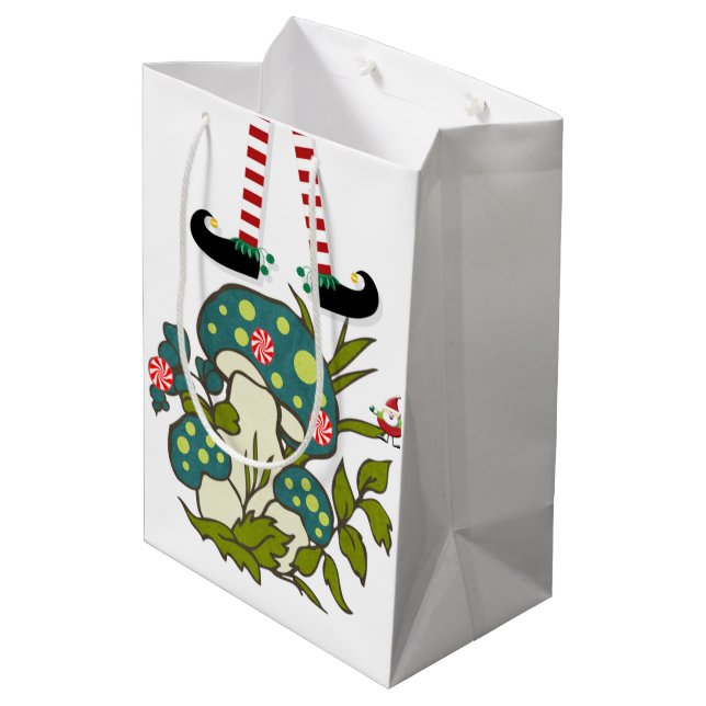 Sacola Para Presentes Média Sacos de Presente de Natal do Elfo (Verso inclinado)