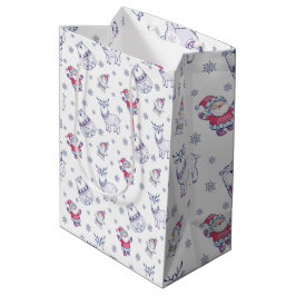 Sacola Para Presentes Média Sacos de Presentes de Natal com Papais Noéis, Rena