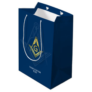 Sacola Para Presentes Média Sacos de presentes masônicos   Marinho Azul Doura