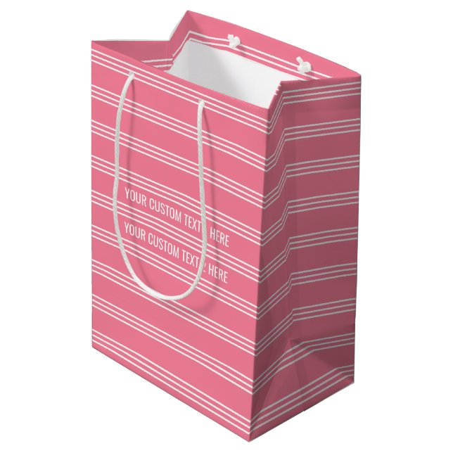 Sacola Para Presentes Média Sacos-presente de texto personalizado com faixas r (Verso inclinado)