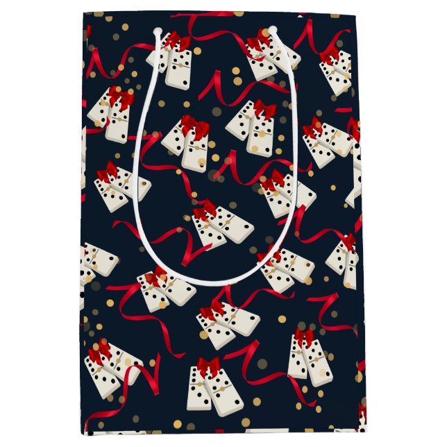 Sacola Para Presentes Média Sacos-presente - Design de Domino Azul (Frente)