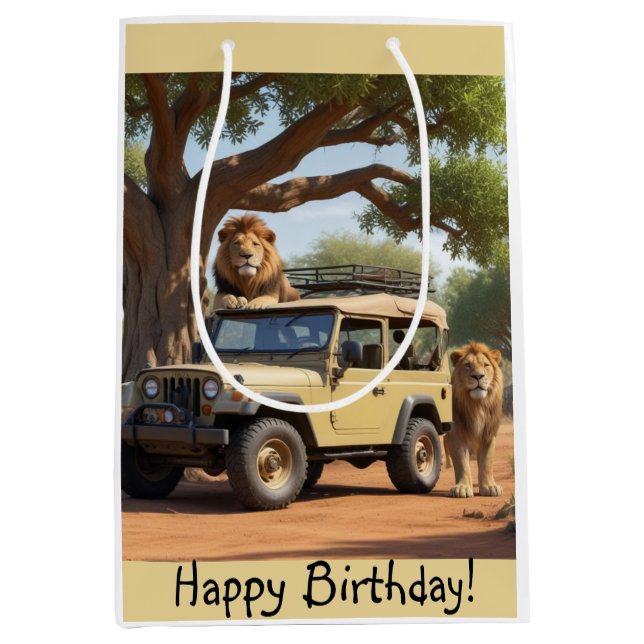 Sacola Para Presentes Média Safari Birthday (Frente)