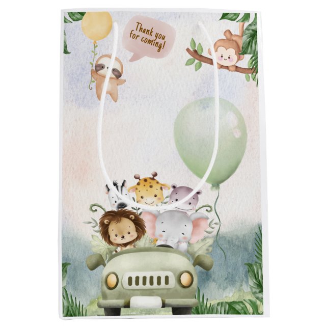 Sacola Para Presentes Média Safari Zoo Birthday Medium Gift Bag (Frente)
