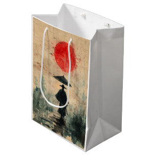 Sacola Para Presentes Média Samurai Silencioso Floresta Carmesim (2)