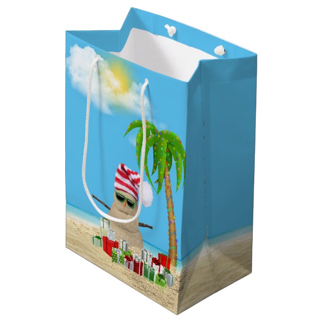 Sacola Para Presentes Média Sandman Tropical Com Presentes De Natal (Frente inclinada)