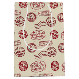 Sacola Para Presentes Média Santa Claus Airmail Holiday