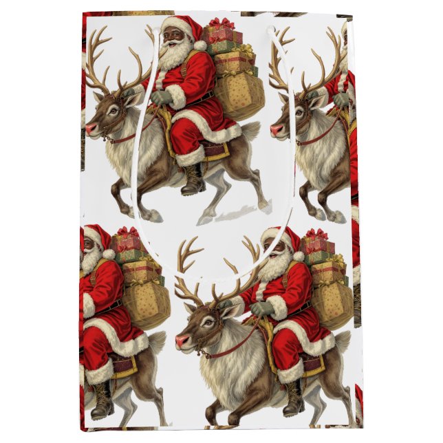 Sacola Para Presentes Média Santa Return Address Label  (Frente)
