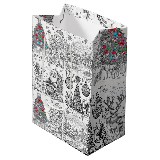 Sacola Para Presentes Média Santa's Artistic Playtime Gift Bag (Frente inclinada)