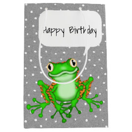 Sacola Para Presentes Média Sapo verde no Bolinhas