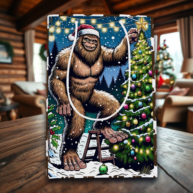 Sacola Para Presentes Média Sasquatch Themed Christmas (Criador carregado)