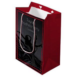 Sacola Para Presentes Média Satinê Preto Silhueta Festa de Solteirão Vermelho