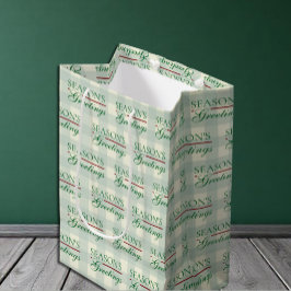 Sacola Para Presentes Média Saudações da temporada Gingham Natal