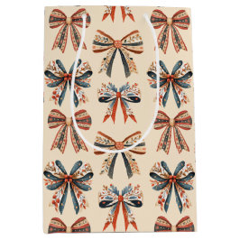 Sacola Para Presentes Média Scandi Bows Folk Art Holiday