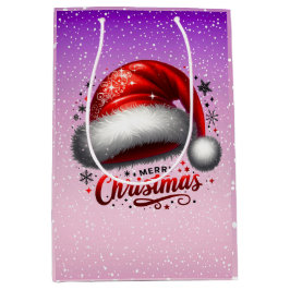 Sacola Para Presentes Média Scarlet Santa Hat Glow