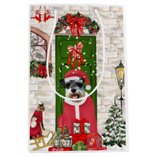 Sacola Para Presentes Média Schnauzer Dog Christmas