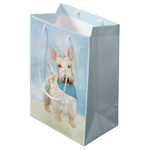 Sacola Para Presentes Média Scottish Terrier Wheaten Dog Painting