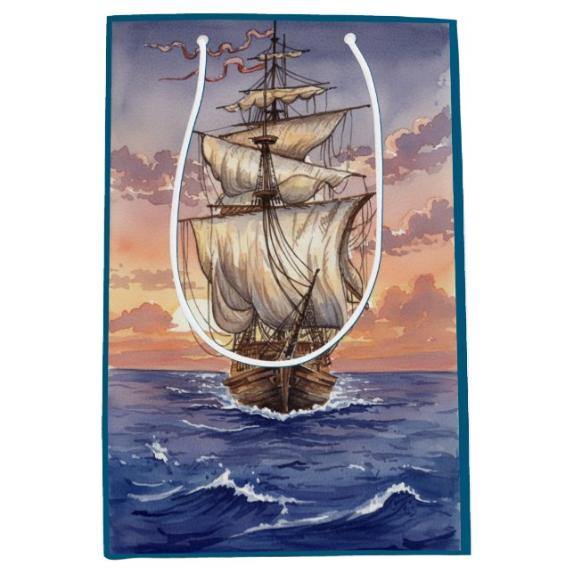 Sacola Para Presentes Média Segelboot auf dem Meer (Frente)