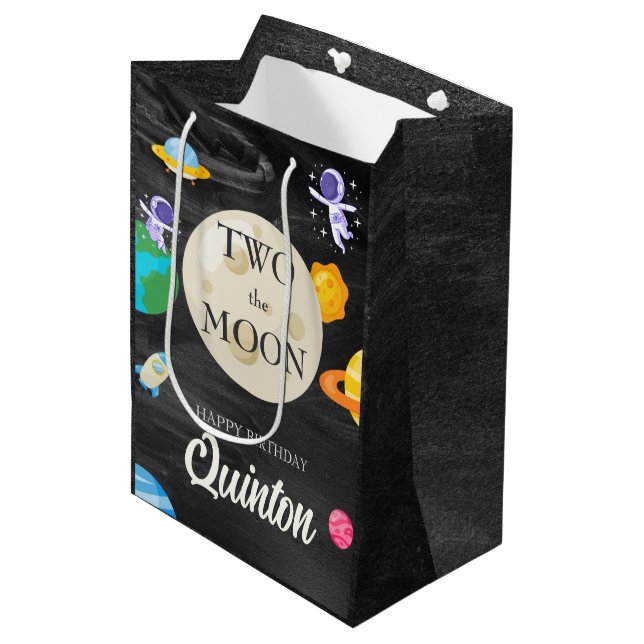 Sacola Para Presentes Média Segundo aniversário espacial externo do astronauta (Frente inclinada)