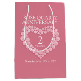 Sacola Para Presentes Média segundo de aniversário de casamento rosa de quartz
