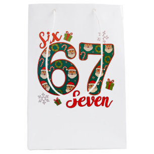 Sacola Para Presentes Média Seis Sete 67 6 7 Meme Natal Xmas Chapéu do Papai N