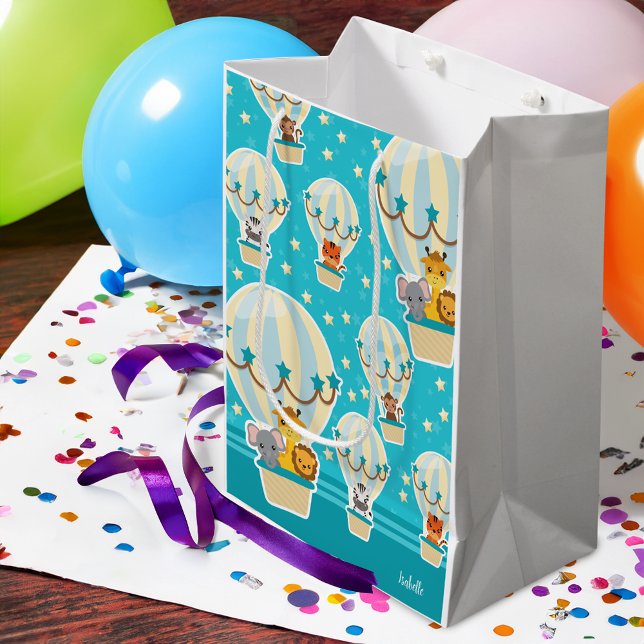 Sacola Para Presentes Média Selva-branca voando em balões de ar quente (Criador carregado)