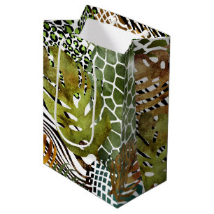 Sacola Para Presentes Média Selva de abstrato