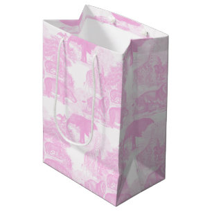 Sacola Para Presentes Média Selva de Toile Rosa Safari Chinoiserie
