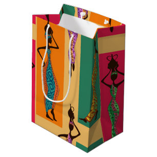 Sacola Para Presentes Média Senhoras africanas coloridas