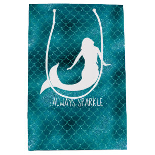 Sacola Para Presentes Média Sereia Azul Azul-Azul-Azul-Minúscula