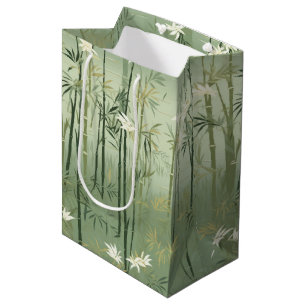 Sacola Para Presentes Média Serena Flor de Bambu Asiática (1)