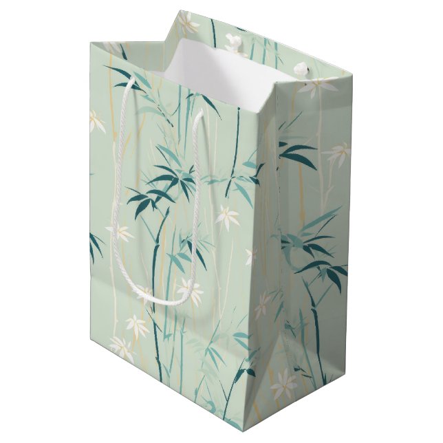 Sacola Para Presentes Média Serena Flor de Bambu Asiática  (8) (Frente inclinada)