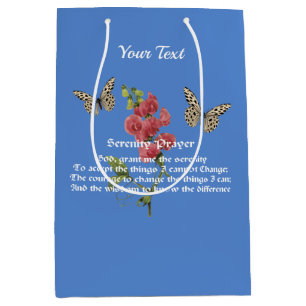 Sacola Para Presentes Média Serenity Prayer E Butterfly