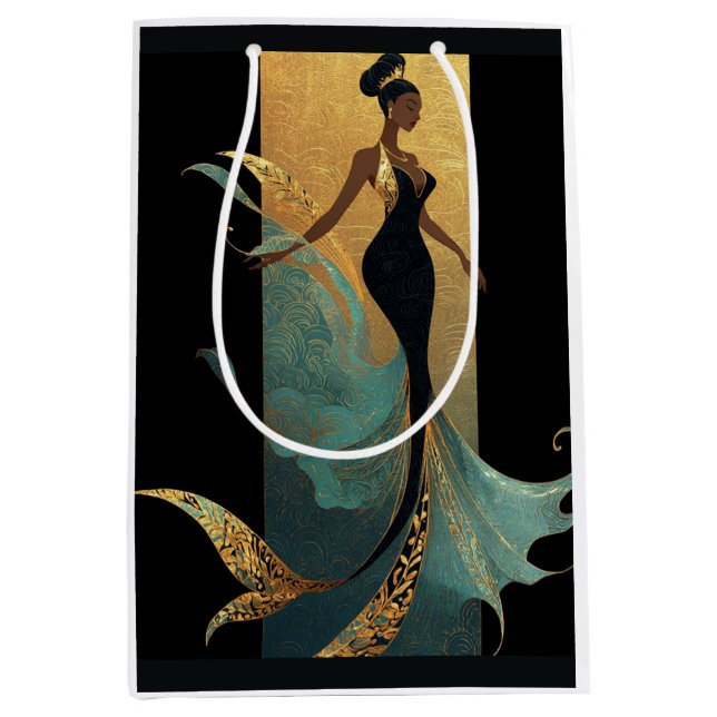 SACOLA PARA PRESENTES MÉDIA SÉRIE MERMAID NOIR #1  (Frente)