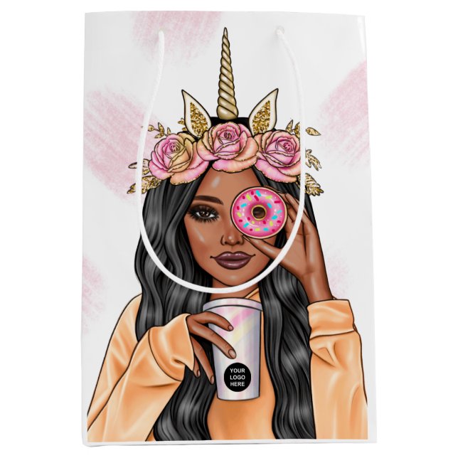 Sacola Para Presentes Média Serviço de Catering Fantasia de Unicórnio (Frente)