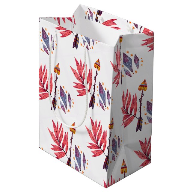 Sacola Para Presentes Média Seta de aquarela e diamantes (Verso inclinado)