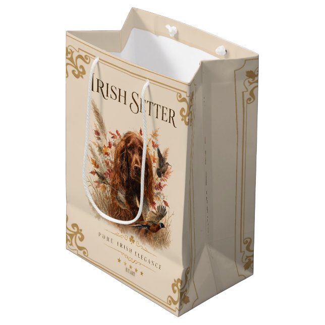 Sacola Para Presentes Média Setter Irlandês (Frente inclinada)
