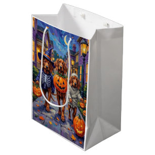 Sacola Para Presentes Média Setter Irlandês Vermelho no Halloween
