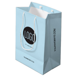 Sacola Para Presentes Média Seu logotipo aqui é negócios personalizados azuis