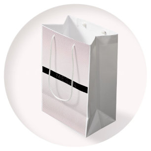 Sacola Para Presentes Média Seu nome Estrias de ouro de Rosa branco fino e s