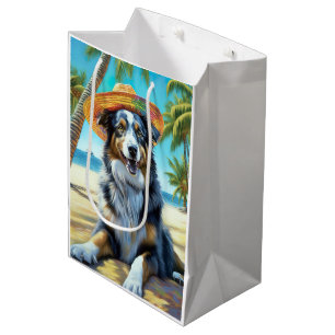 Sacola Para Presentes Média Shepherd australiano On Beach Dom verão